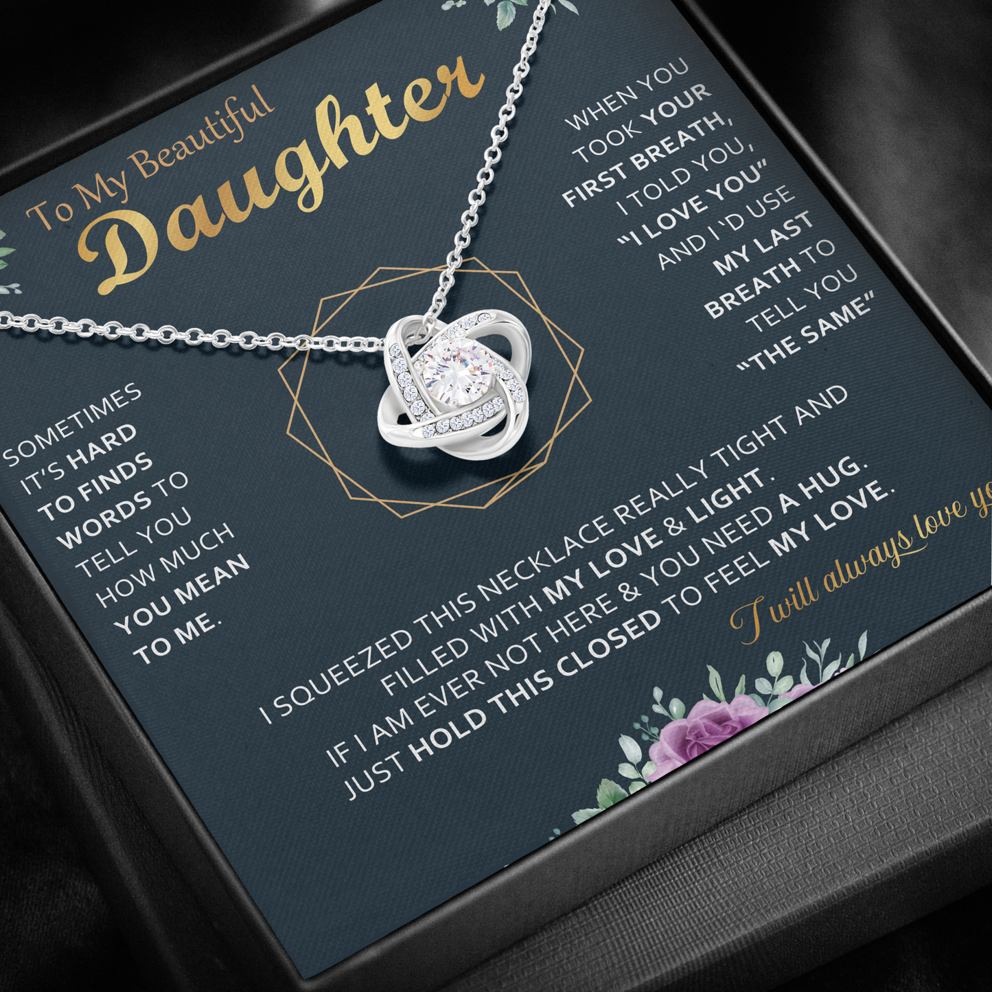 Sparklezza Pendant Necklace (Love Knot) - 14K White Gold - Floral theme - Gifts for Daughter