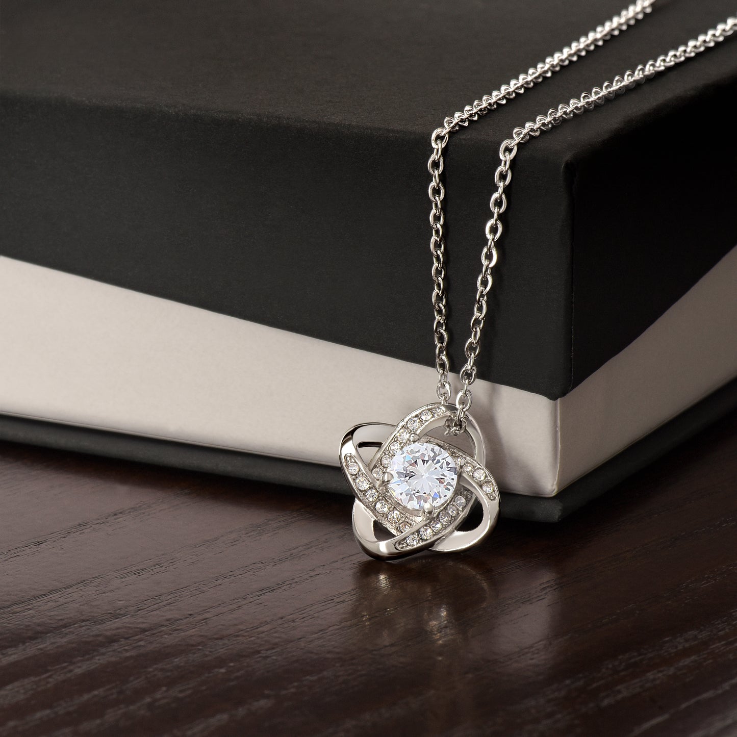 Sparklezza Pendant Necklace (Love Knot) - 14K White Gold - Lion Pride theme - Gifts for Daughter