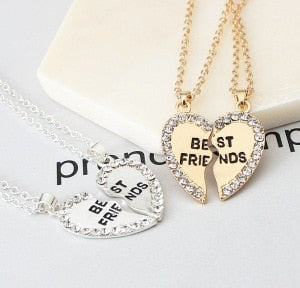 2 Pcs/set Love English Pendant Alloy Ornaments Fashion Best Friends Heart Necklace Good Friends Choker Statement Necklace