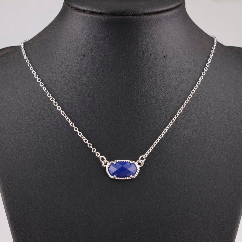 Oval Tiny Small Oval Stone Choker Necklace Oval Stone Collar Pendant Necklace for Women Oval Stone Pendant Collar Necklaces