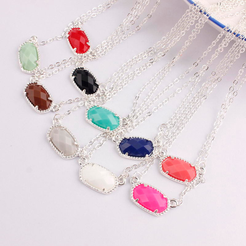 Oval Tiny Small Oval Stone Choker Necklace Oval Stone Collar Pendant Necklace for Women Oval Stone Pendant Collar Necklaces