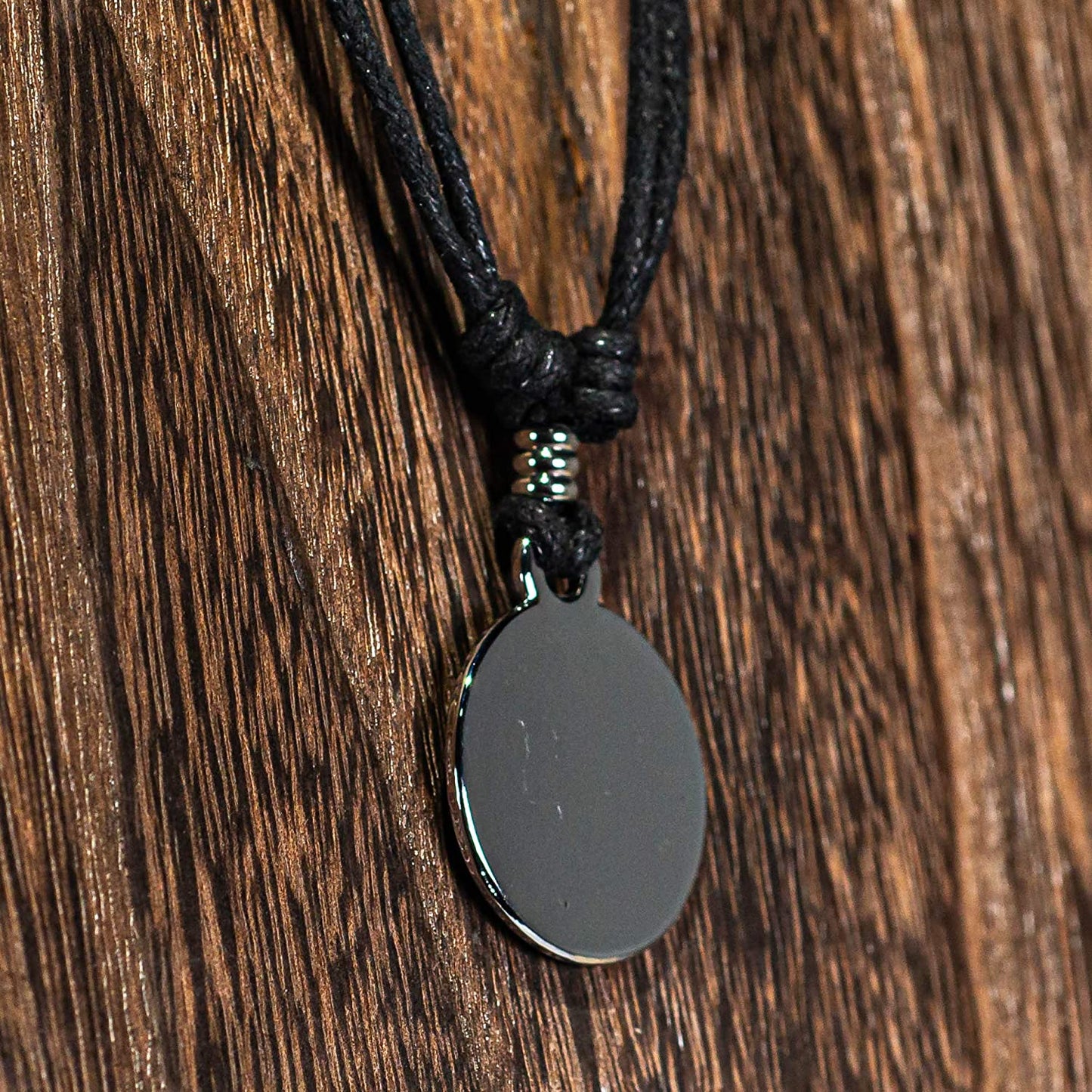 Yin Yang Pendant on Adjustable Black Leather Rope Cord Necklace