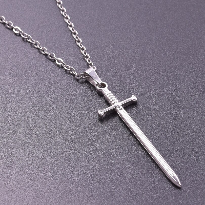 The Sword Pendants Chain Neck Jewelry Stainless Steel Necklace For Women/Men Charm Gothic Collar Steam Punk Accessories Chokers