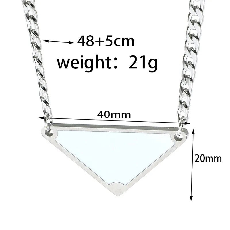 Vintage Punk Black Triangle Letter Pendant Necklace for Women Men Fashion Stainless Steel Geometry Chain Chokers Hip Hop Jewelry