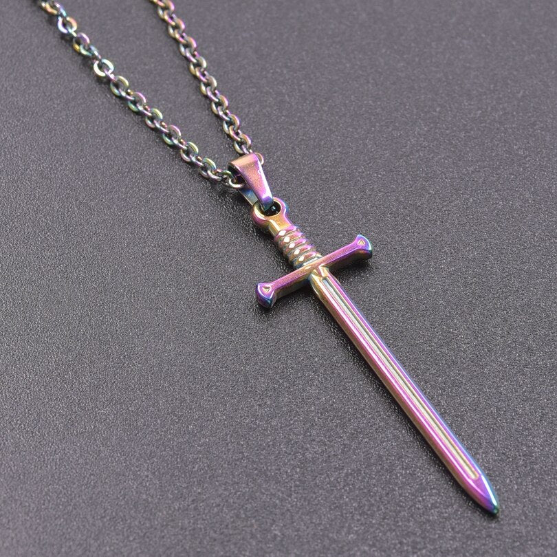 The Sword Pendants Chain Neck Jewelry Stainless Steel Necklace For Women/Men Charm Gothic Collar Steam Punk Accessories Chokers