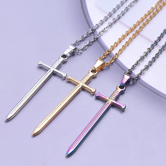 The Sword Pendants Chain Neck Jewelry Stainless Steel Necklace For Women/Men Charm Gothic Collar Steam Punk Accessories Chokers