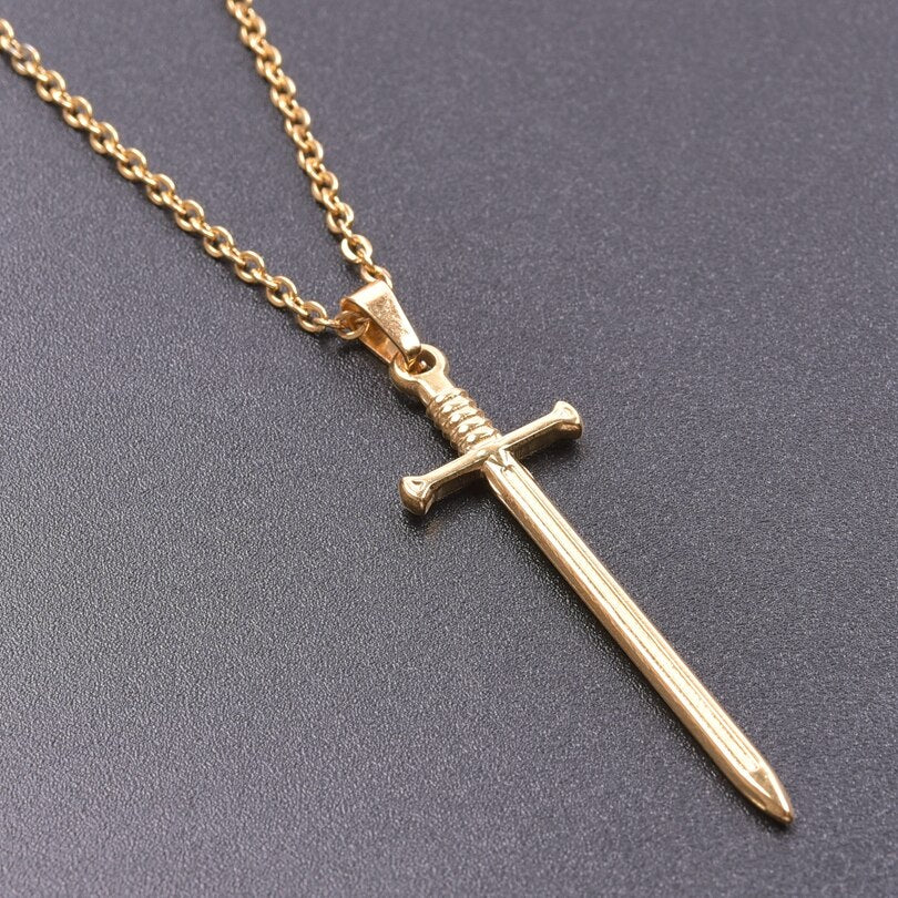 The Sword Pendants Chain Neck Jewelry Stainless Steel Necklace For Women/Men Charm Gothic Collar Steam Punk Accessories Chokers